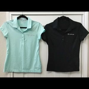 Two Lexus Nike Dri-Fit Black Green Polo Shirts